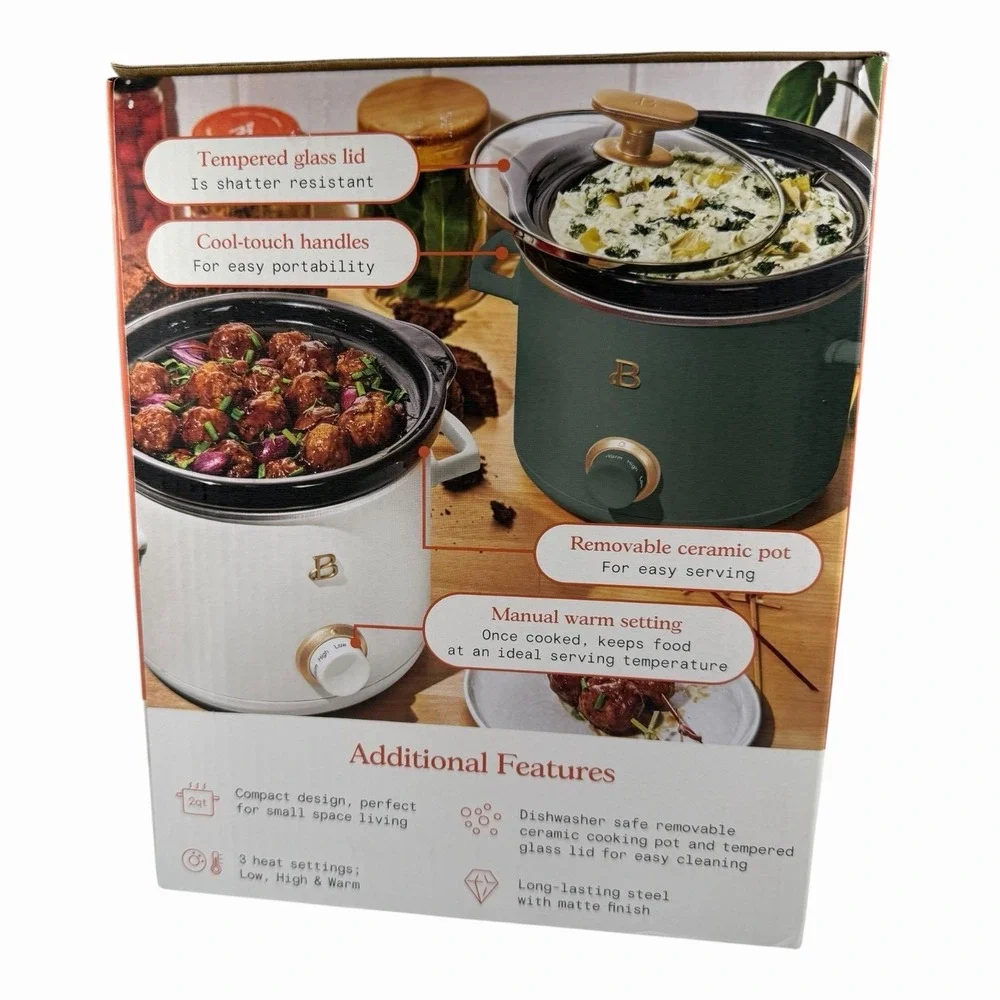 Beautiful‎ by Drew Barrymore 2qt Slow Cooker Porcini Toupe NEW